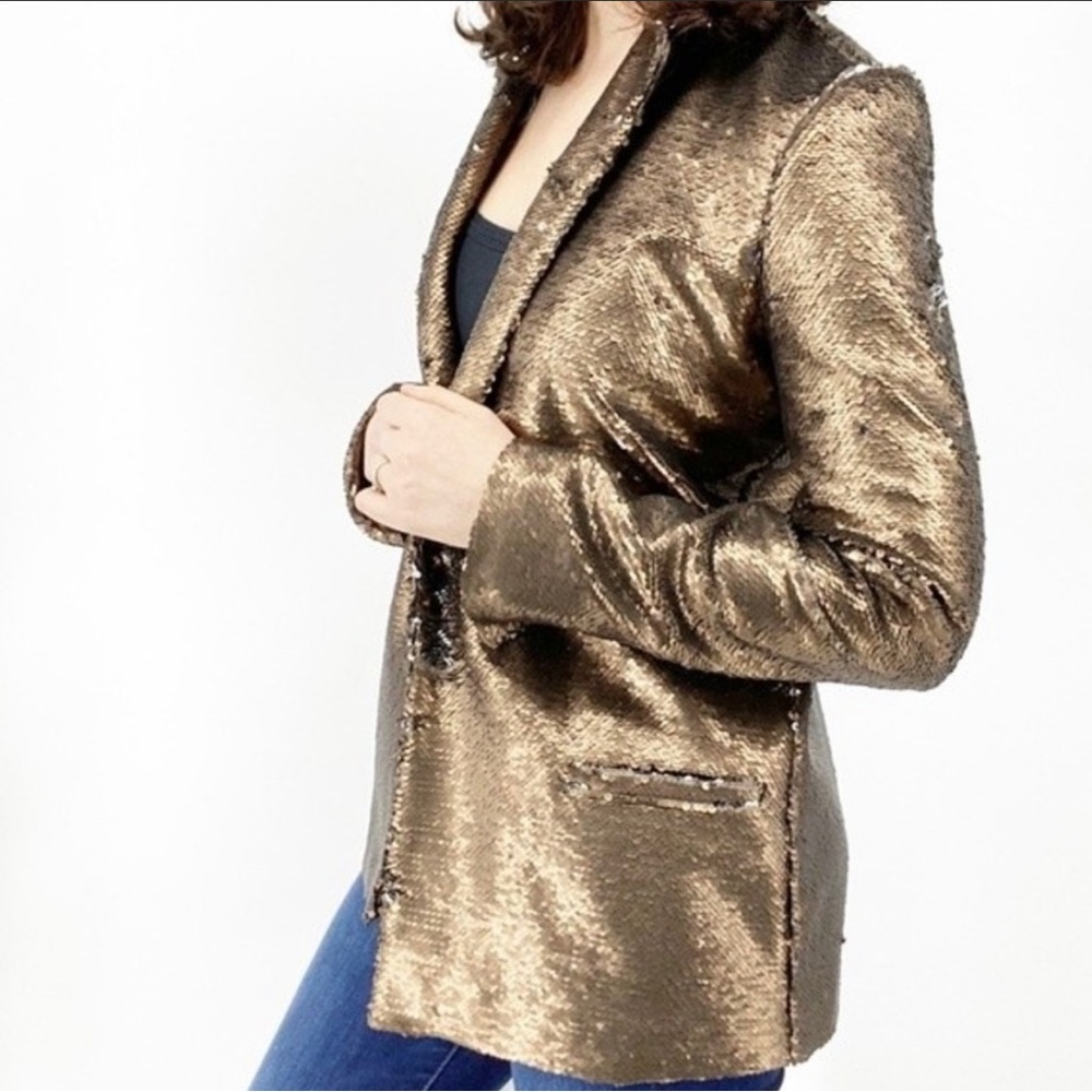 Banana Republic Gold Sequin Blazer Size 4 NWT